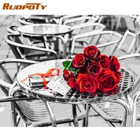 ruopoty rose painting by numbers on canvas flowers adult canvas painting by numbers easy hand painted flowers pictures