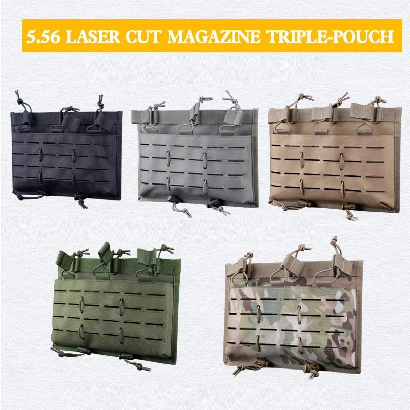 

Tactical Triple Rifle Mag Pouch For 5.56 Military Magazine Pouch ideal for AR/AK Airsoft Paintball