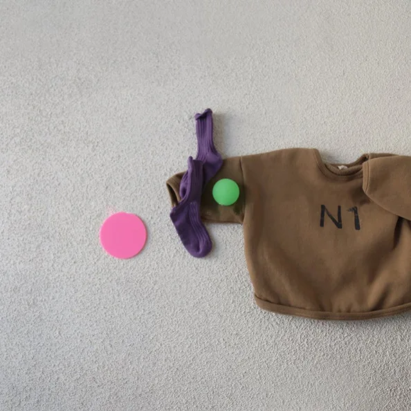 Детская одежда в Корейском стиле Бархатные Топы с длинными рукавами и принтом