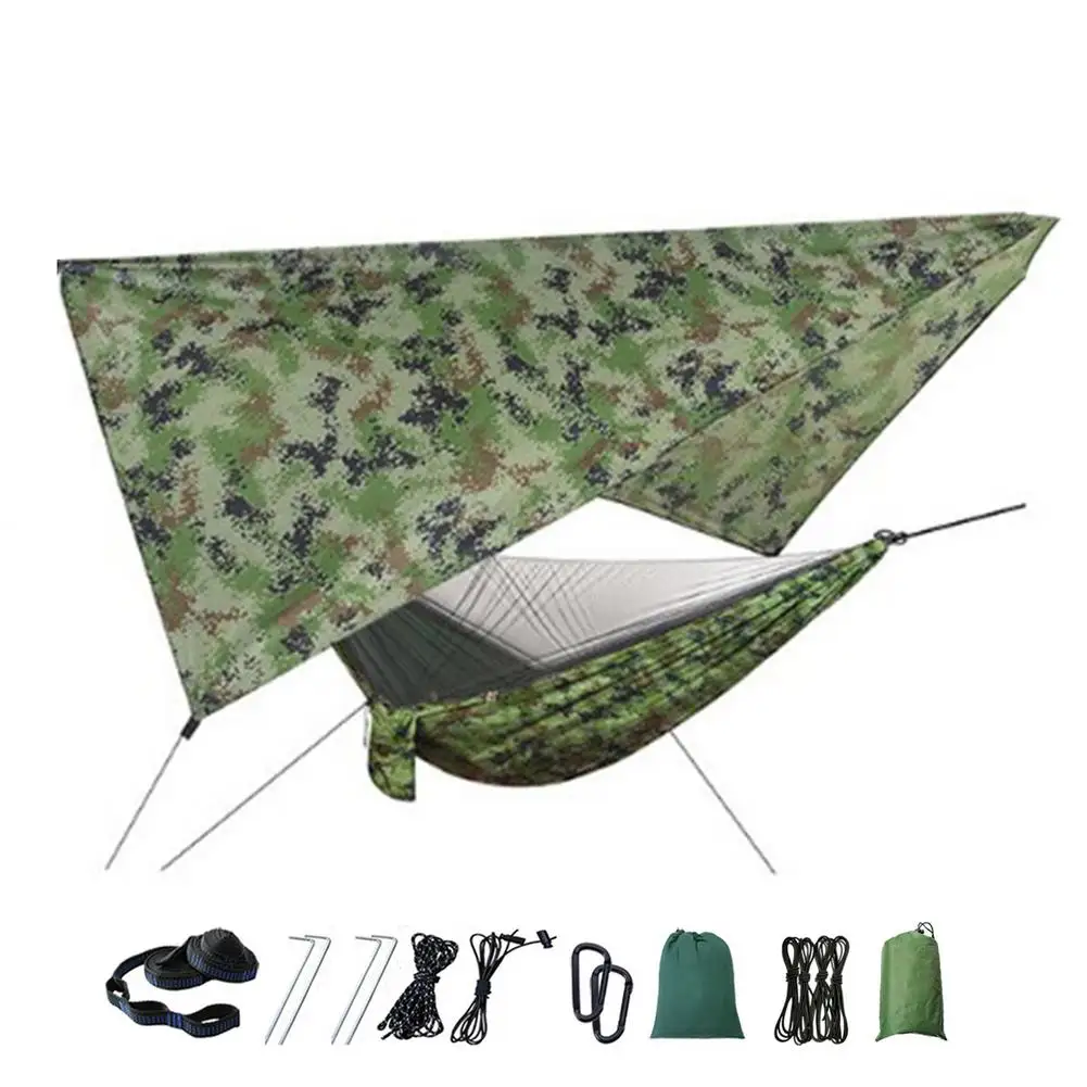 Гамака для кемпинга на открытом воздухе гамака с сеткой насекомых и накидкой от