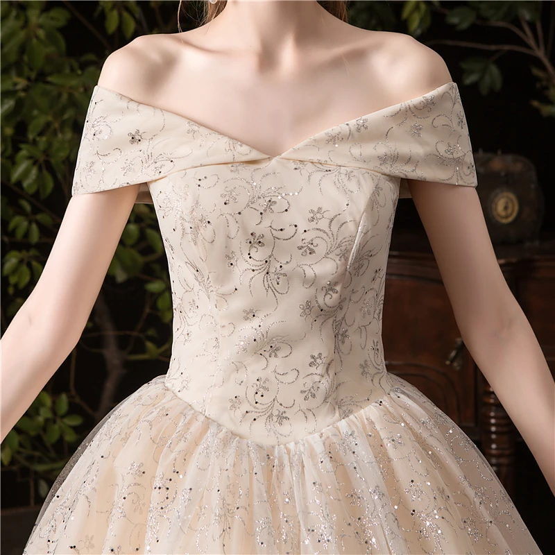 Романтическое Простое Элегантное кружевное свадебное платье цвета шампанского