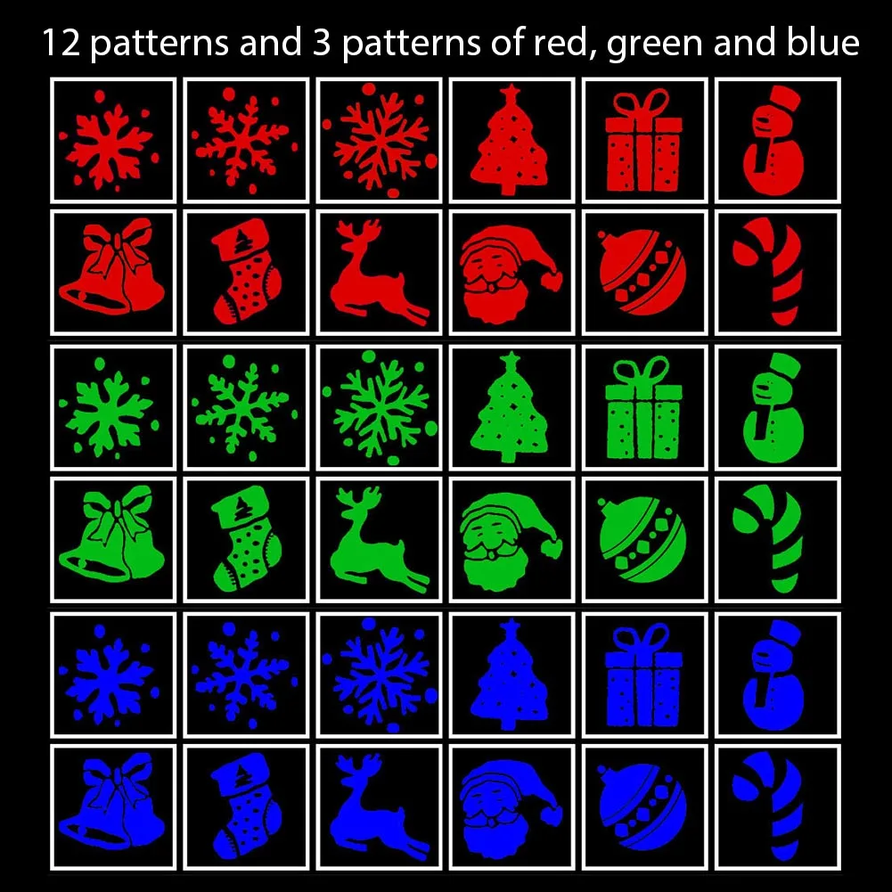 12 узоров Рождественский светодиодный светильник для проектора новогодняя
