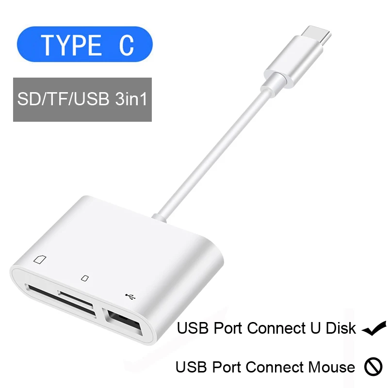 Тип C iOS кард-ридер OTG USB камера соединительный комплект для iPhone XS MAX XR iPad Pro MacBook адаптер для телефона SD TF карта писатель