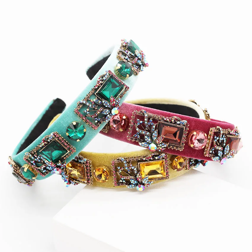 European and American Baroque flannel color rhinestone headband luxury temperament geometric ball wild personality 882 | Украшения и