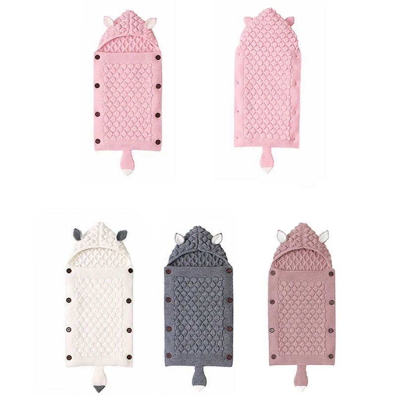 

Newborn Baby Winter Warm Sleeping Bags Infant Button Swaddle Wrap Swaddling Stroller Wrap Toddler Blanket Sleeping Bags 75*35cm