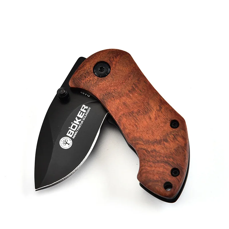 

Stainless Steel Wooden Handle Knife Folding Multi-function Quick Opening Tactics Survival Hunting Fixed Blade Mini Knife Pocket