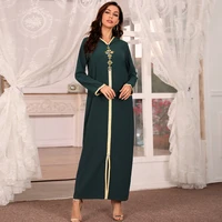 ba031 fashion hooded long dress for woman ramadan abayas dubai turkish clothes muslim diamonds robe for tall red green kaftan