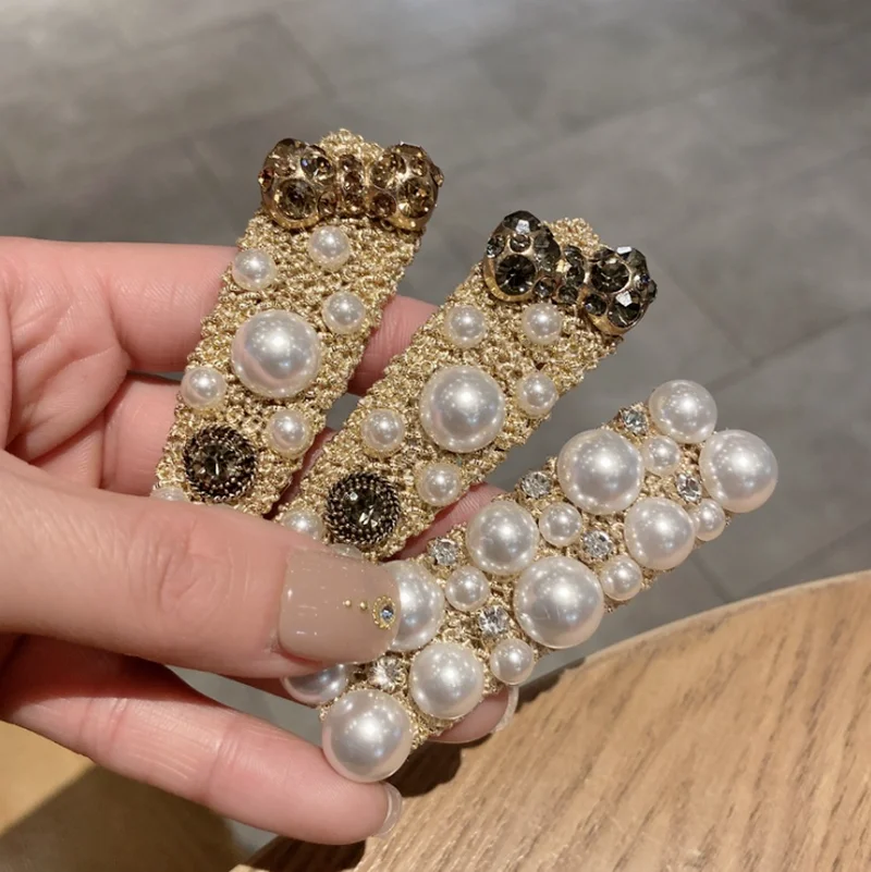 

2022 New Fashion Hair Accessories Bowknot Rhinestone Hairpin Pearl Mori Female Temperament BB Clip Broken Hairtail Clip Hairpin