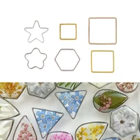 30pcs copper frame molds geometric border hollow base star heart epoxy resin charms for diy pendants jewelry making accessories