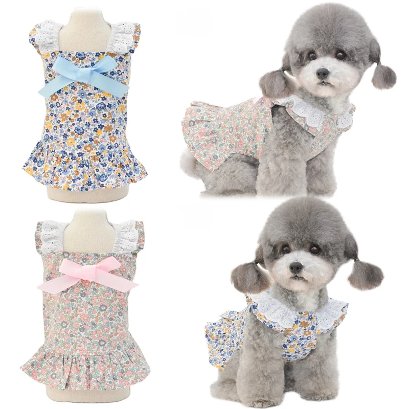 

Summer Pet Dog Clothes for Cat Floral Dress Puppy Skirt Chihuahua Yorkshire Shih Tzu Pomeranian Maltese Bichon Poodle Clothing