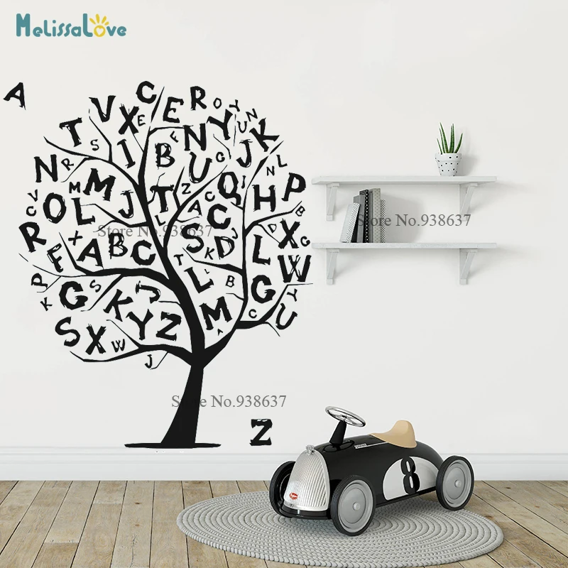 Буквенный Алфавит текстовые слова наклейки в детскую комнату дерево язык
