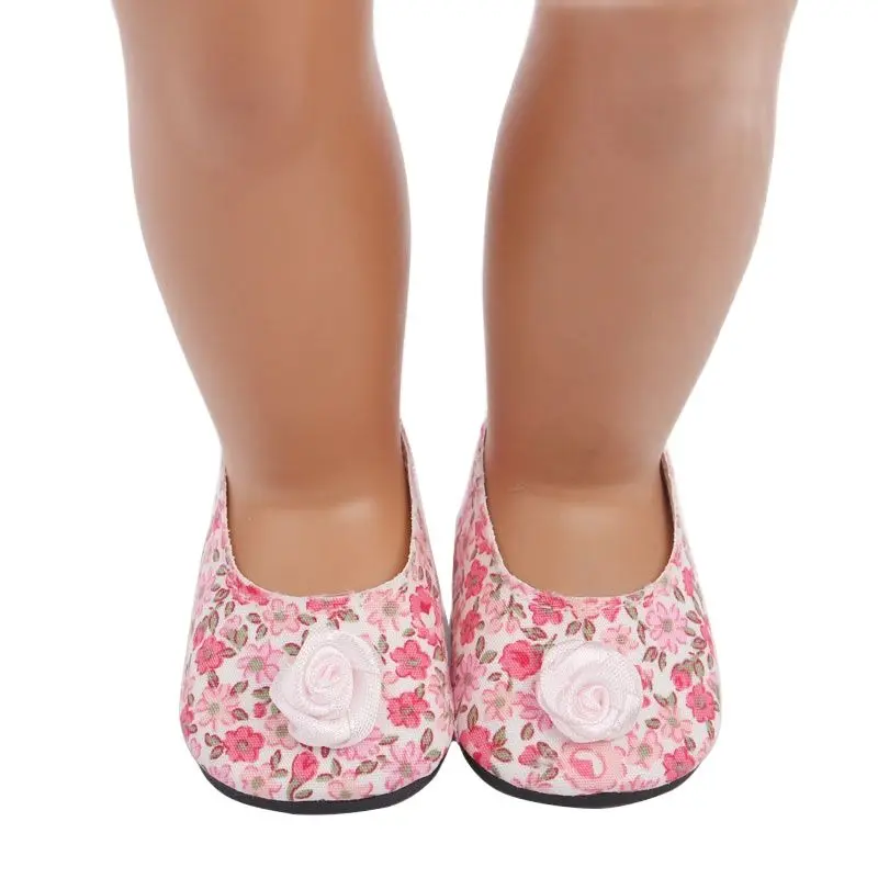 

Leather Shoes with Flowers for 18" (46cm) American Girl Reborn Newborn Doll Accessories