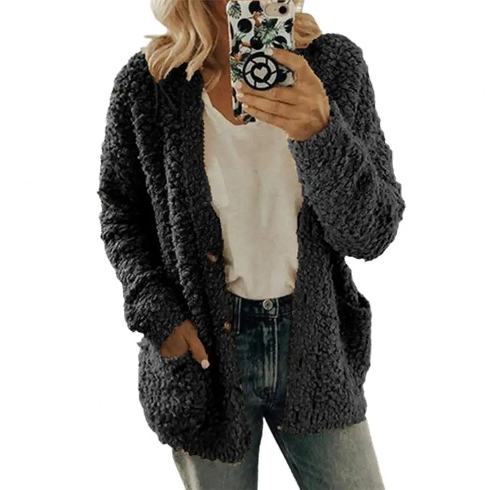 

Thin Lady Sweater Solid Color Flannel Warm Leisure Autumn Winter Sweater Cardigan for Women 2022 Daily Wear Black xxxxl