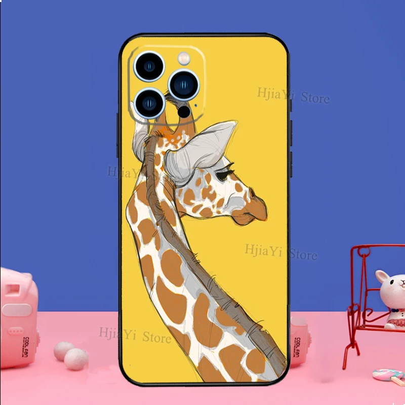 Милый мультяшный чехол с жирафом для iPhone 15 13 14 Pro 12 11 Max 7 8 Plus XR XS X Mini SE2