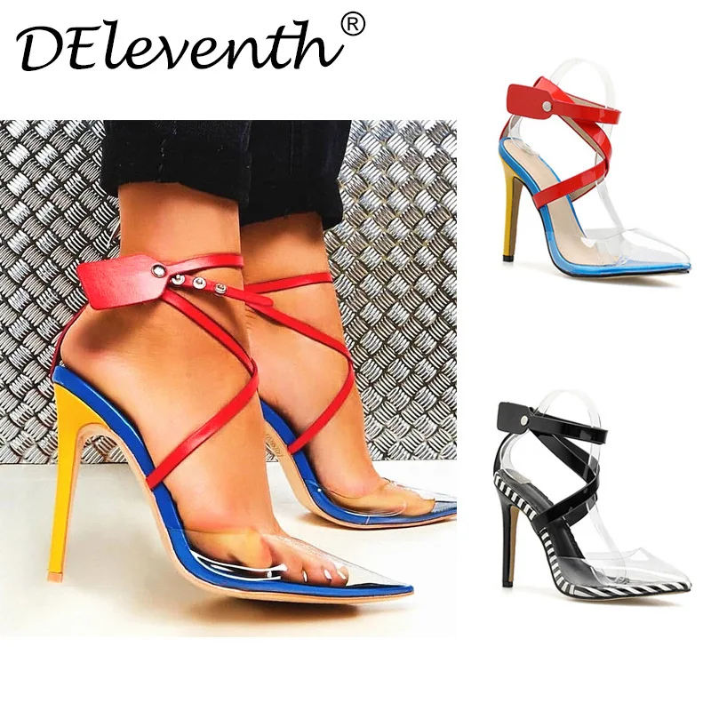 Женская обувь на высоком каблуке новые стильные модные разноцветные босоножки