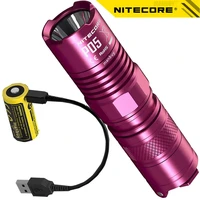 original nitecore p05 flashlight aluminium alloy outdoor camping torch micro usb port 650mah nl1665r rechargeable battery cable