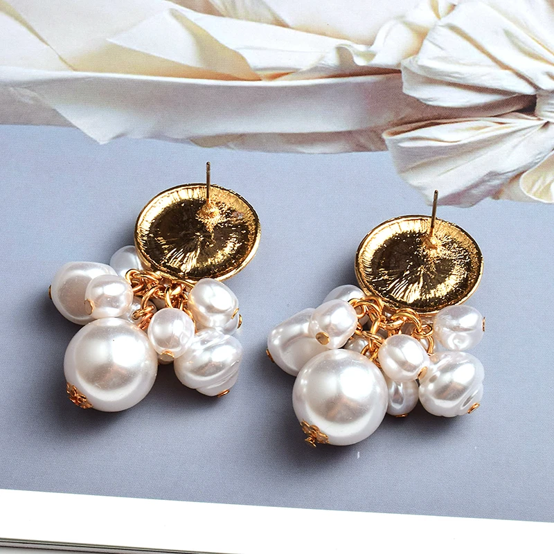 Оптовая продажа металлические серьги-подвески с жемчугом высококачественные