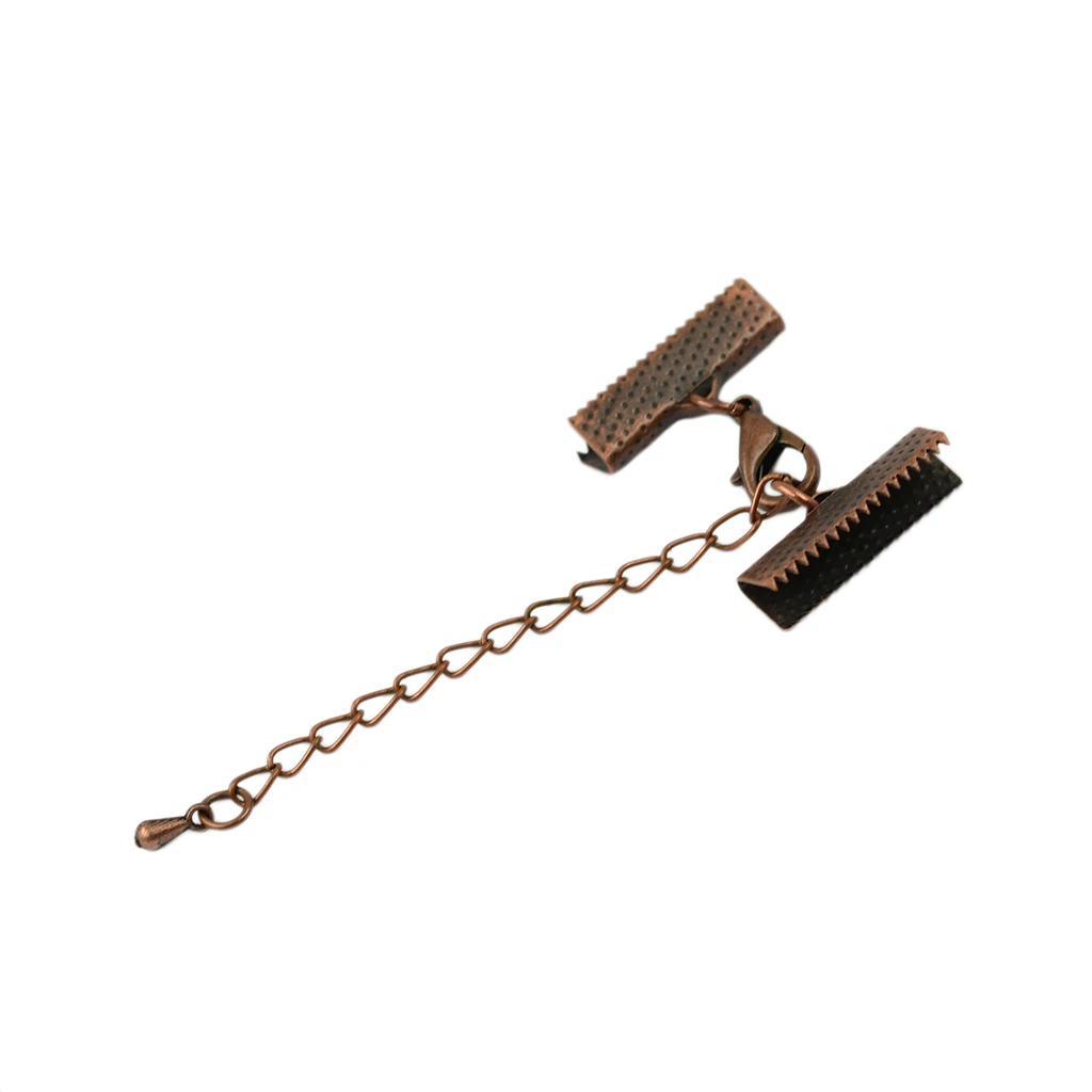 

12pcs Ribbon Necklace Cord Crimp Ends Over Clip Clamps Tips Beads 22 x 6mm