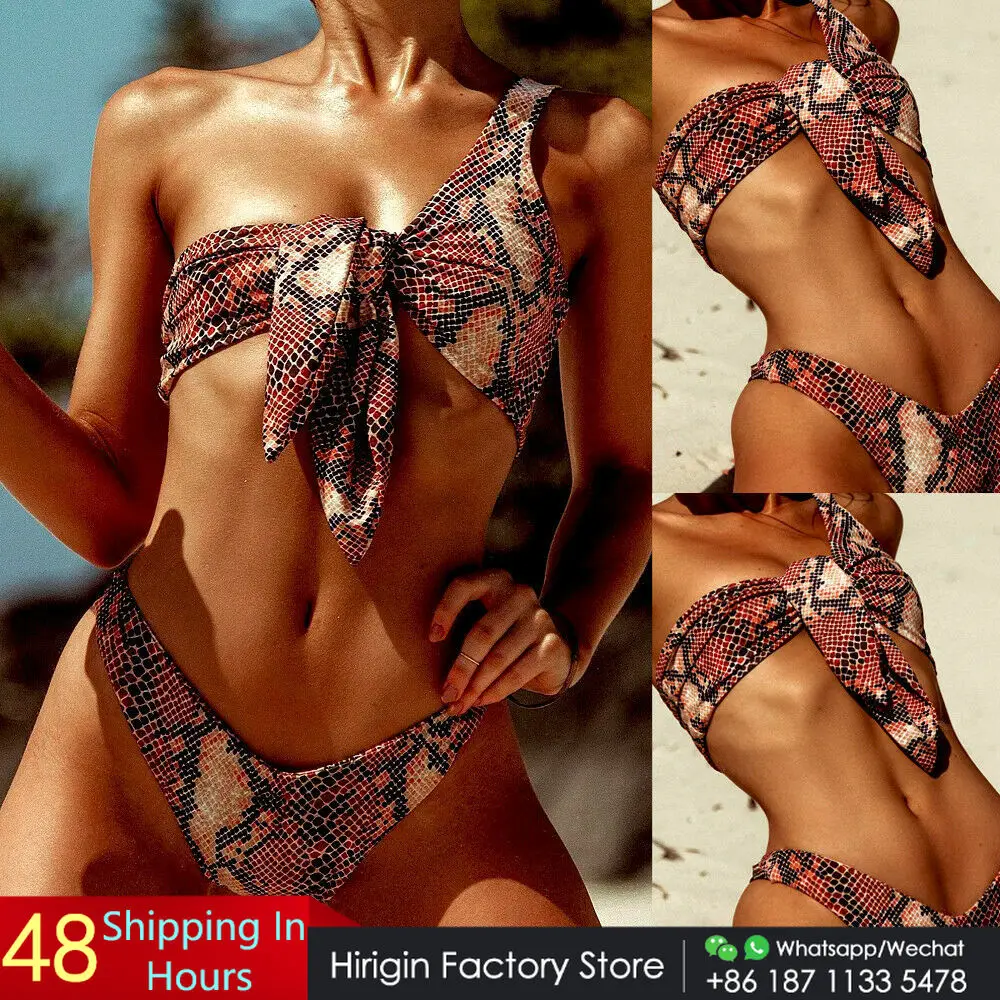 Сексуальное бикини на одно плечо 2019 Женский раздвижной бандажный купальник с