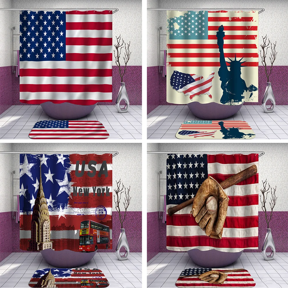 Занавески для душа с принтом американского флага коврик ног занавески ванной