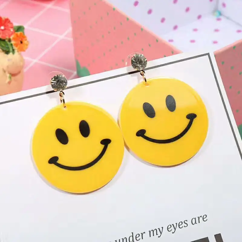 Серьги женские геометрической формы с круглым сердцем и звездами модные