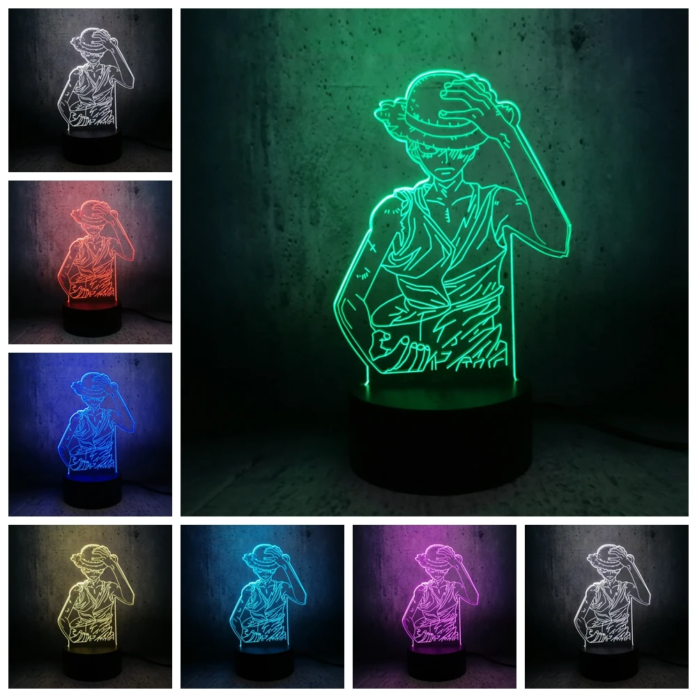 3D светодиодный светильник ночник MonkeyD Luffy декор для детской комнаты креативная