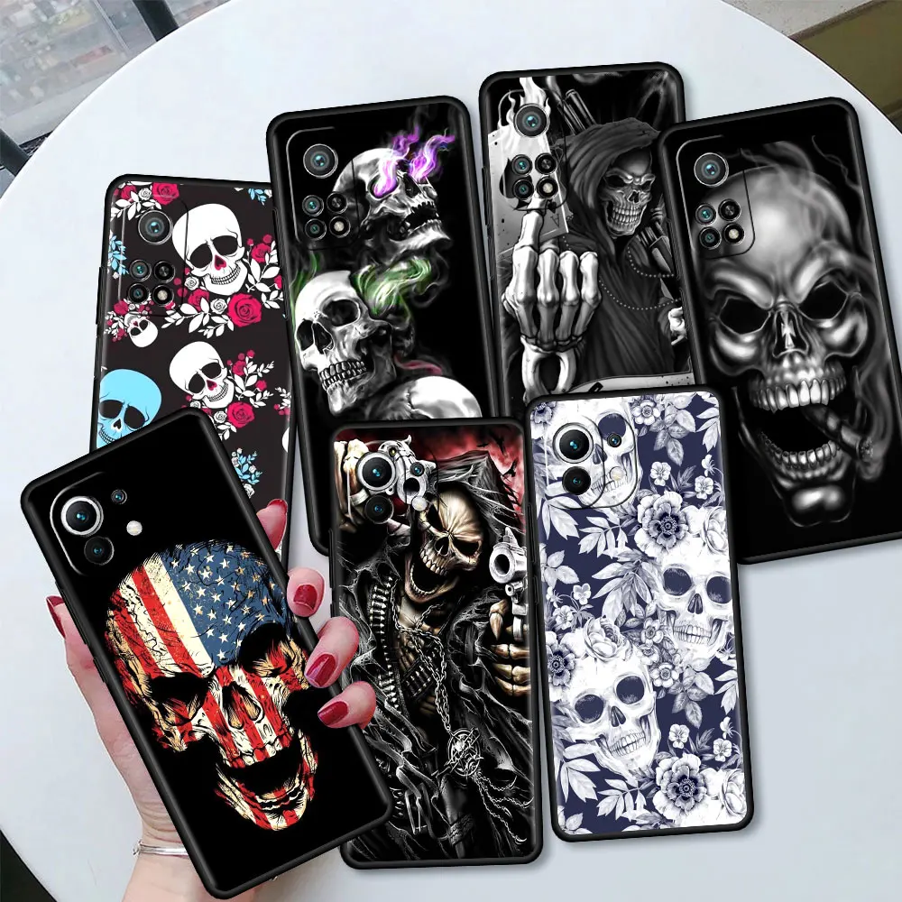 

Soft Case for Xiaomi Mi Poco X3 NFC M3 10T Pro 9T 11 CC9 Note 10 A2 Lite Coque Tpu Phone Cover Skull Skeleton Sac