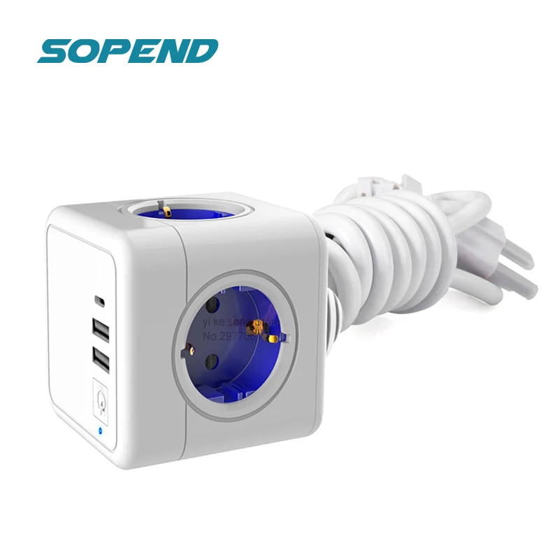 Умный удлинитель Sopend блок питания с кабелем 1 5 м настенная розетка мульти 4
