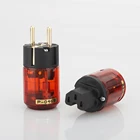 HI-End P046E + C046 позолоченная латунная Вилка питания SCHUKO, Европейский разъем питания HI-Fi, вилка переменного тока для ЕС