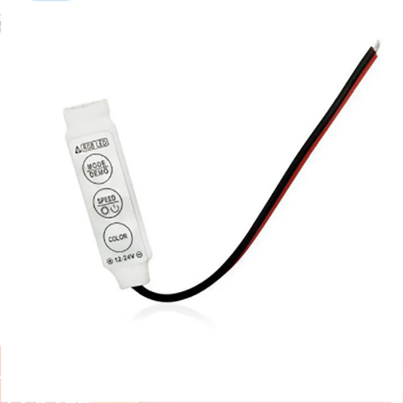 

Миниатюрный контроллер RGB для светодиодных лент, 5 В-12 В-24 В постоянного тока, 12 А, 3 клавиши, диммер для светодиодных лент RGB 5050/3528/2835 SMD