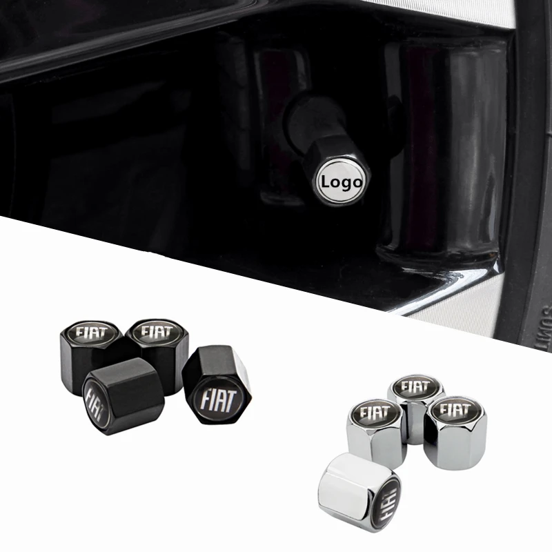 Колпачки воздушных клапанов для автомобильных колес 4 шт. крышка штока лого Fiat 500