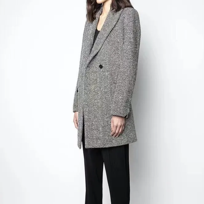 

Женская куртка миди на одной пуговице, с длинным рукавом и двойными карманами