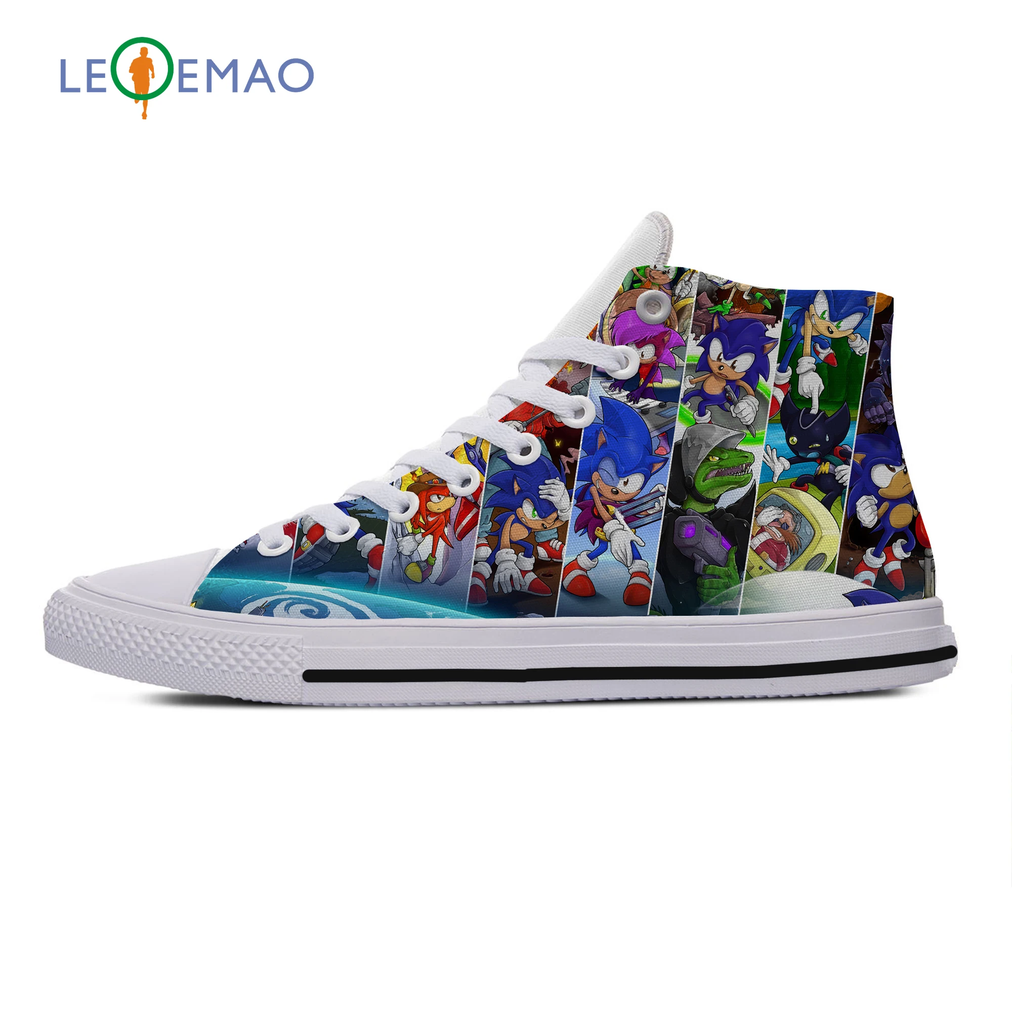 Мужские и женские мужские парусиновые кроссовки Sonic The Hedgehog с высоким берцем