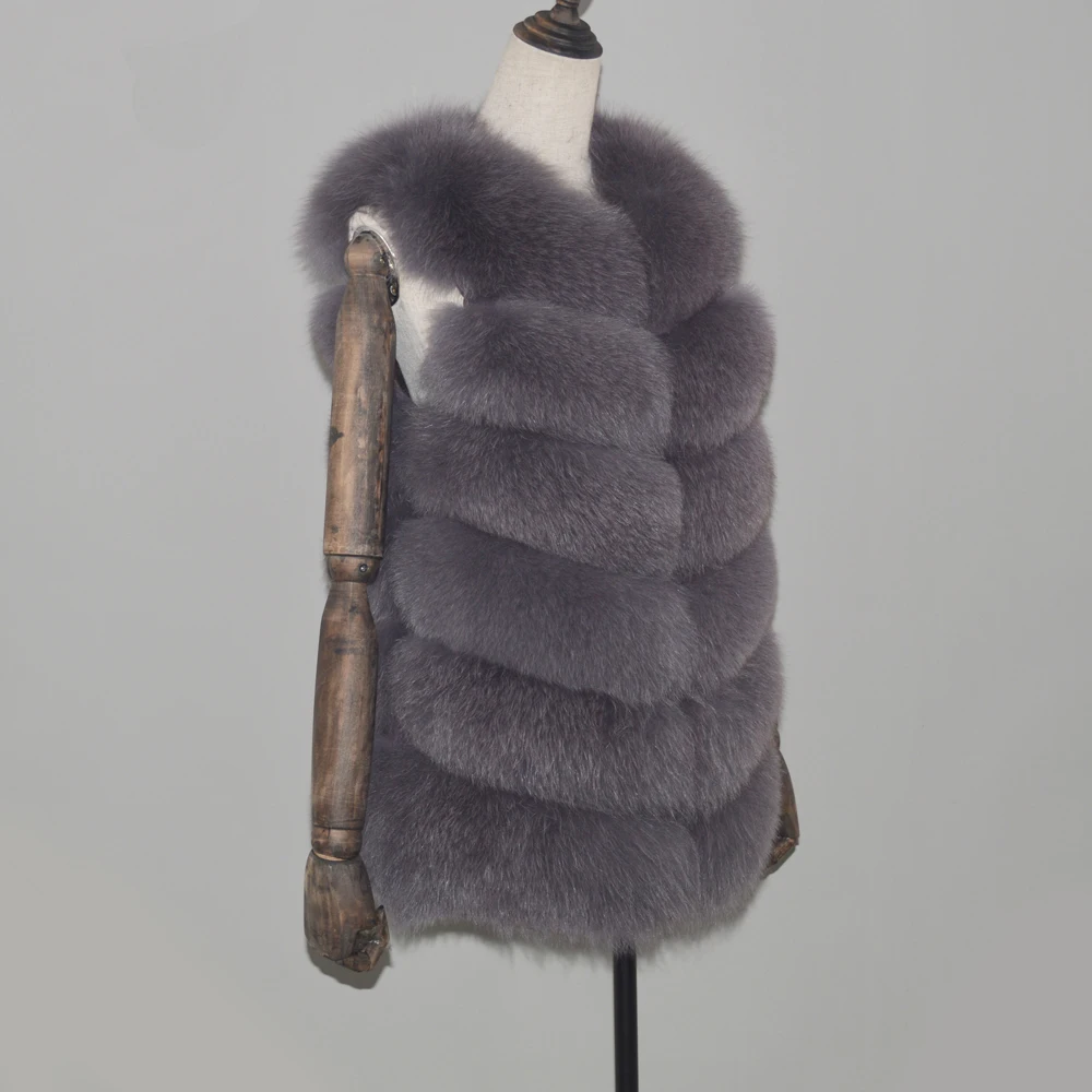 Вечерние Новый раскошный Чехол-из натурального меха лисы жилет для женщин