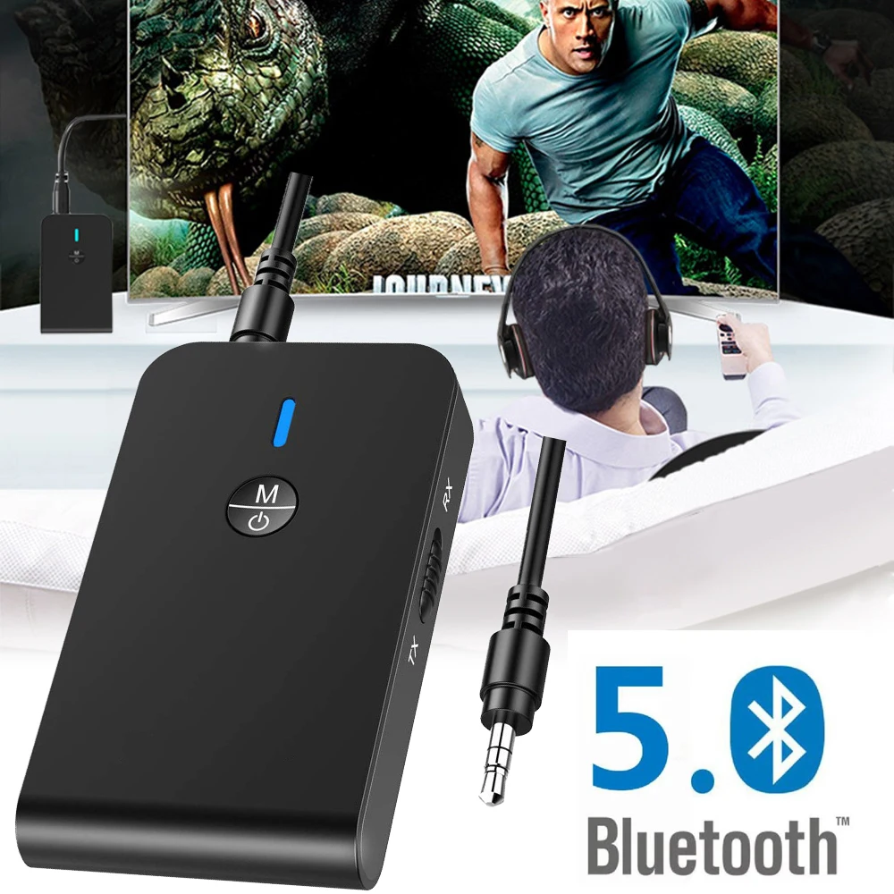 Bluetooth приемник передатчик V5.0 стерео автомобильный аудио 2 в 1 AUX беспроводной аудио USB приемник адаптер для ТВ ПК наушники Динамик