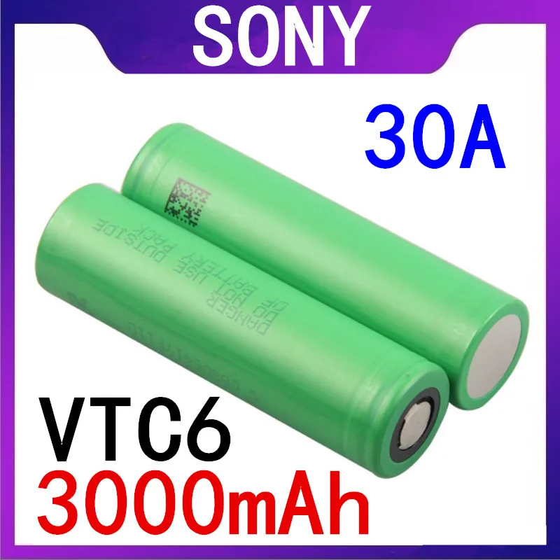 Фото 100% Оригинальный Sony VTC6 18650 перезаряжаемые батареи 3 6 в 3000 мАч литиевая батарея с