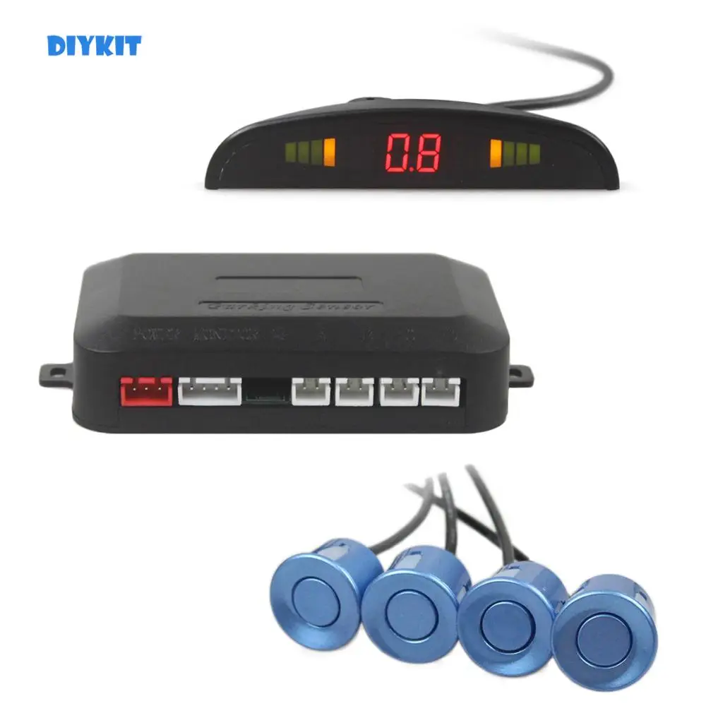 DIYKIT автомобильный парковочный радар датчики резервная радар система с светодиодный дисплей с подсветкой+ 4 датчика