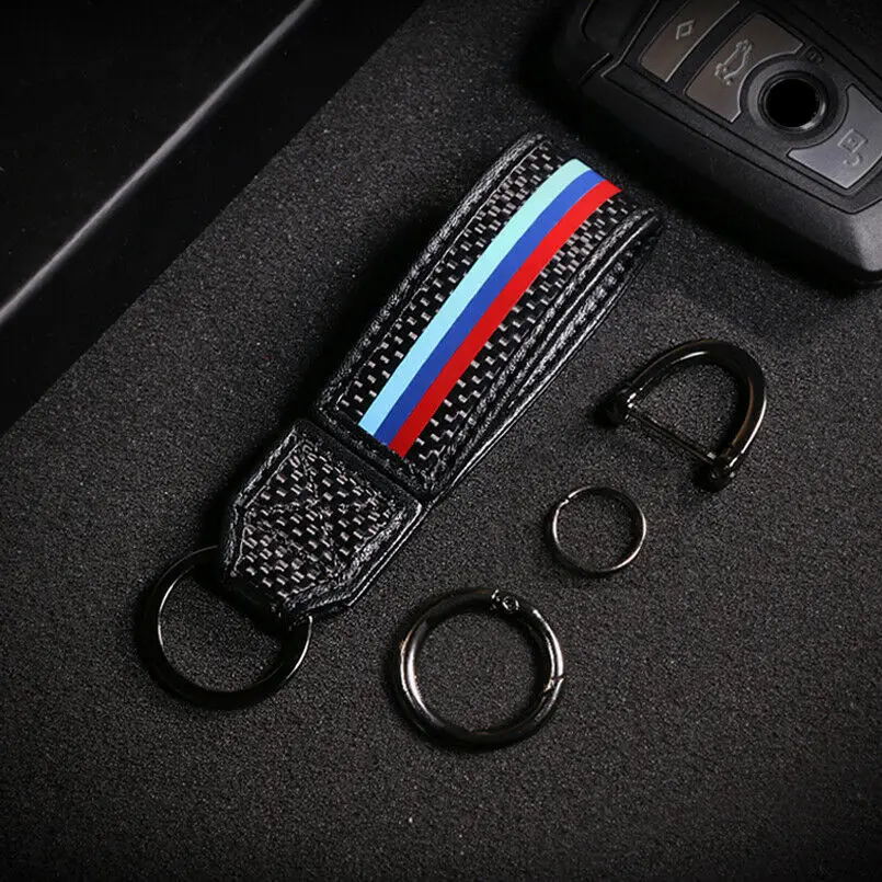 

Carbon Fiber Car Key Fob Holder Keychain Key Ring For BMW M Sport E90 E60 F30