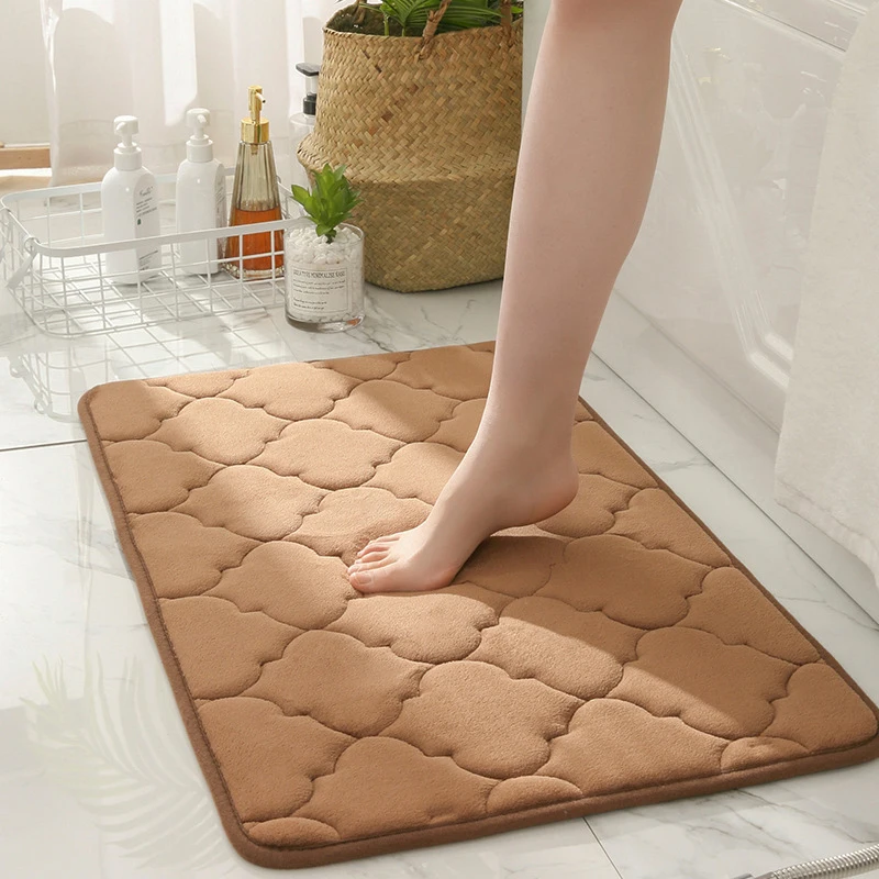 

Home Bath Mat Soft Coral Fleece Memory Foam Bathroom Carpet Non-slip Kitchen Toilet Washable Floor Mats Bathroom Accessories