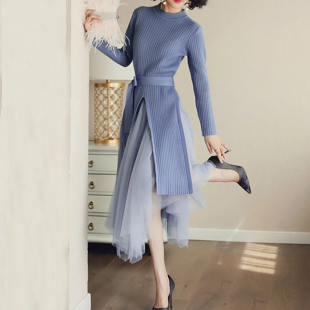 Женский вязаный комплект зима весна 2020 корейский Модный из двух предметов свитер