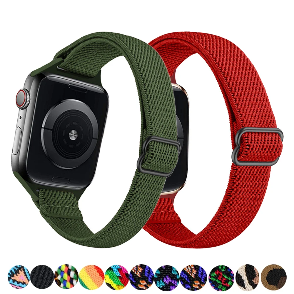 

Ремешок нейлоновый для apple watch band 44 мм 40 мм 42 мм 38 мм, Соло-петля для наручных часов, регулируемый браслет для iWatch SE 6 5 4 3