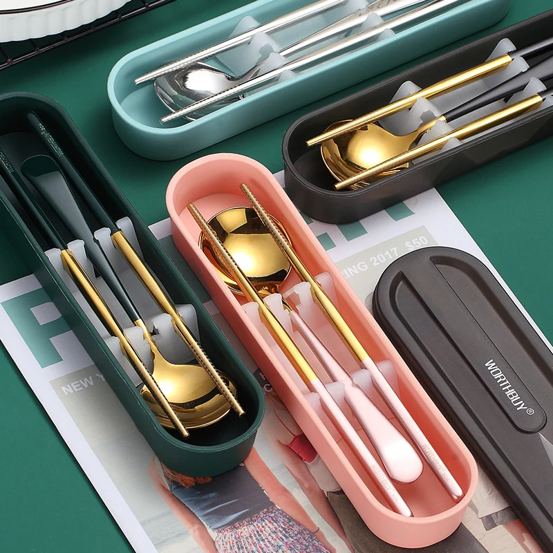 WORTHBUY Набор красочной столовой посуды 304 палочки для еды из нержавеющей стали