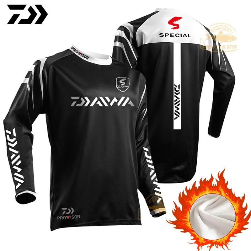 Thermal Fishing Sweater DAWA Fishing Sweatshirt Thicken Winter Fleece Fishing Jersey Long Sleeve Thermal Underwear Sweater - Цвет: Picture color 2