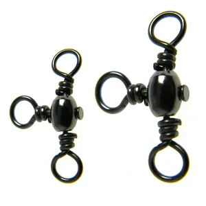 100 шт #3 #4 #5 #9 трехсторонние поперечные Вертлюги быстрокатающиеся Вертлюги Коррозионностойкие черные рыболовные Вертлюги соединитель