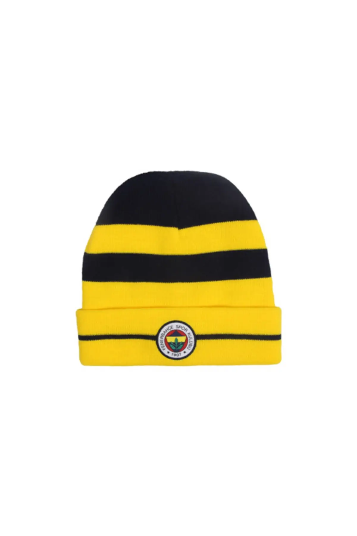 Полосатая одноцветная зимняя шапка с логотипом Ливерпуль для фанатов желтая
