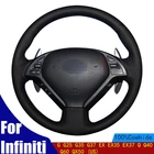 DIY чехол рулевого колеса автомобиля из натуральной кожи черного цвета для Infiniti G G25 G35 G37 EX EX35 EX37 Q Q40 Q60 QX50 (по ТИХООКЕАНСКОМУ летнему времени США)