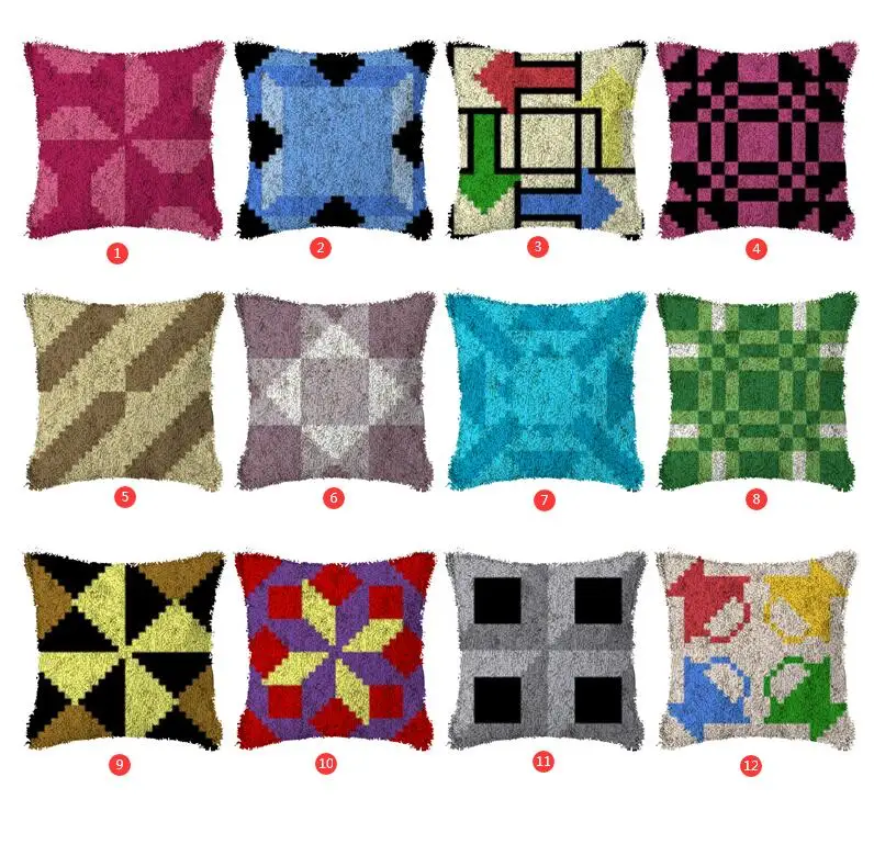 

Color square Embroidery Pillow Knoop Pakket Needlework Set Latch Hook Cushion Button Package Decor