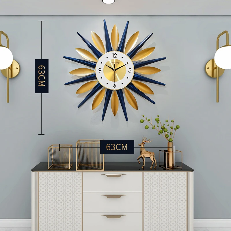 

Luxury Wall Clock Large Modern Design Metal Geometric Clock Creative Living Room Simple Wall Clock Mechanism Home Decor DA60WC