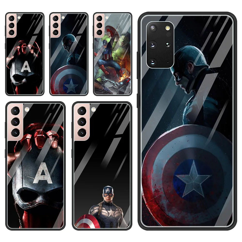 

Glass Case For Samsung S21 S20 Ultra S21 S20 FE S10 S9 S8 Plus S10e S10Lite A70 A50 A40 A30 Fundas captain america Marvel