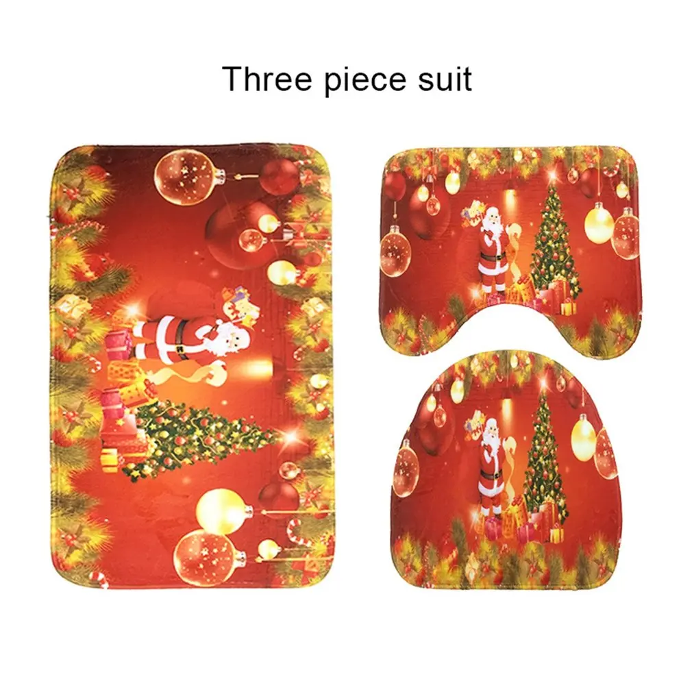 

3PCS/SET Modern Design Household Bathroom Pedestal Rug Slip Mat Flannel Anti-Slip Toilet Covers Bathroom Accessories